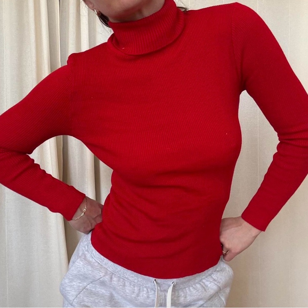 Women's Red Turtleneck Sweater